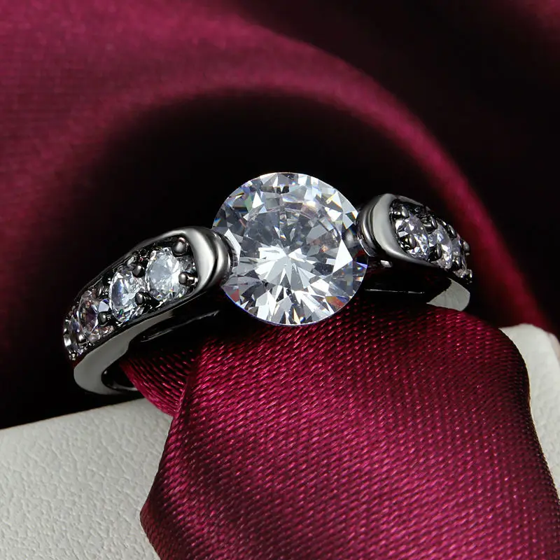Korea Style Guaranteed 100% New Amazing Casual Black Ring with 3A Zircon Wedding Engagement Women | Украшения и аксессуары