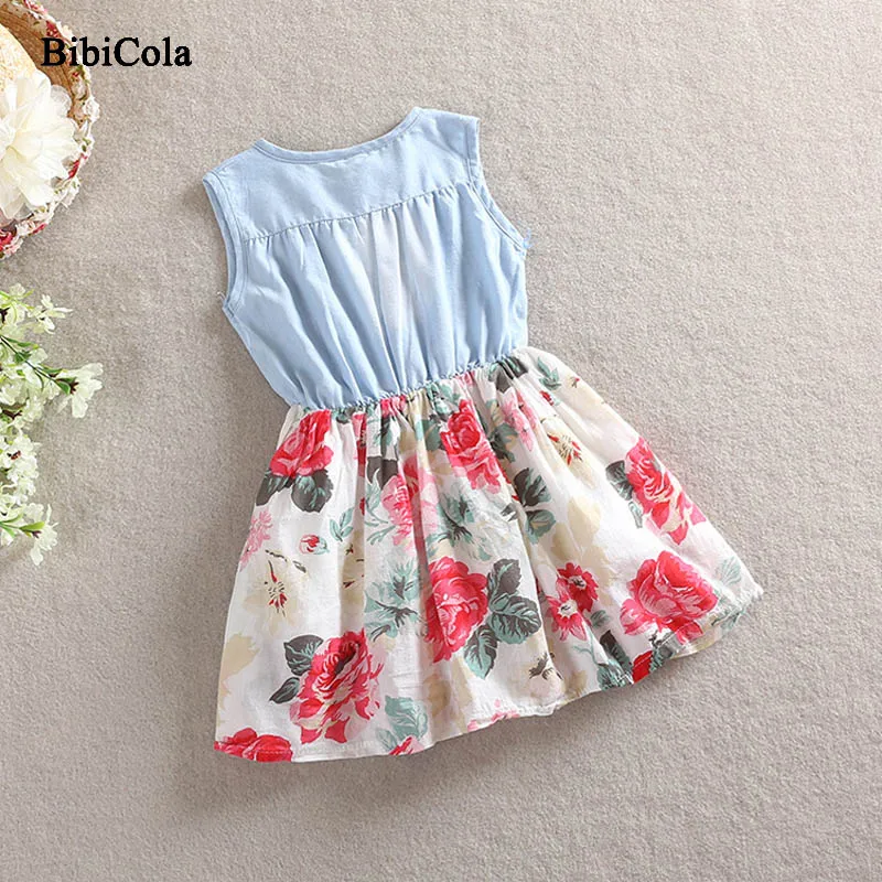 BibiCola Summer Baby Girl Dress Sleeveless Cute Denim Draped Kids Princess Party Dresses Children Girls Clothing | Детская одежда и