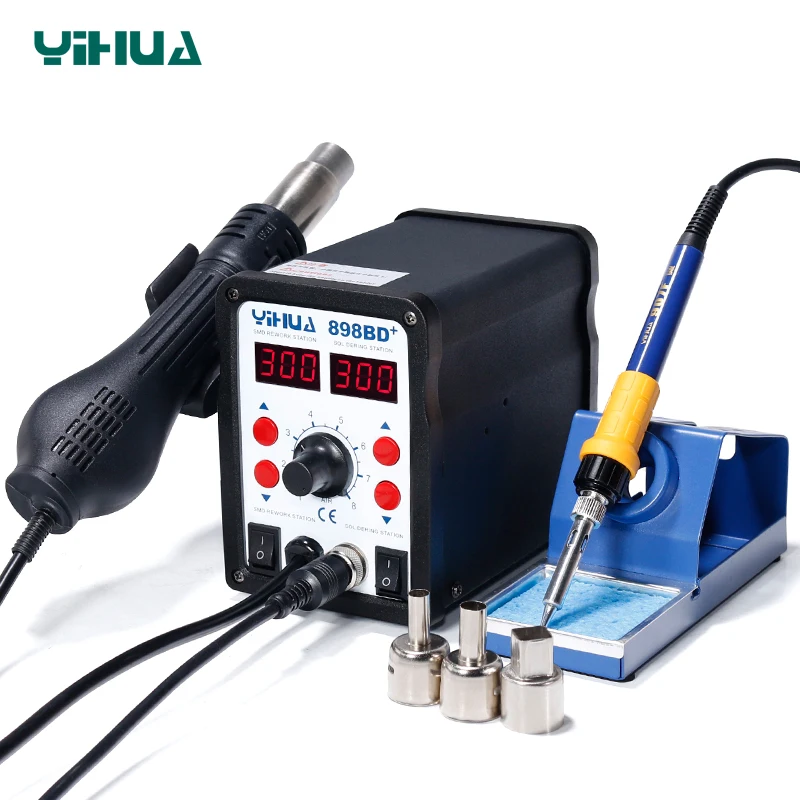 YIHUA898BD+ Desoldering Hot Air Soldering Station 110 V With Iron Soldering Welding Station For Repair