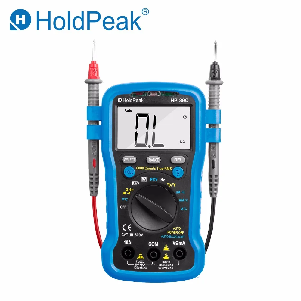 HoldPeak HP 39C Цифровой мультиметр Авто Диапазон Тестер AC/AC 6000 отсчетов True RMS НТС Ом