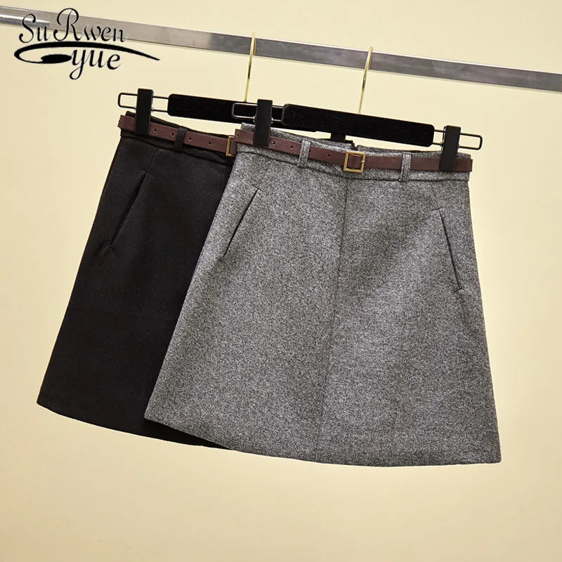 2019 Модные женские мини юбки трапециевидной формы с высокой талией однотонные