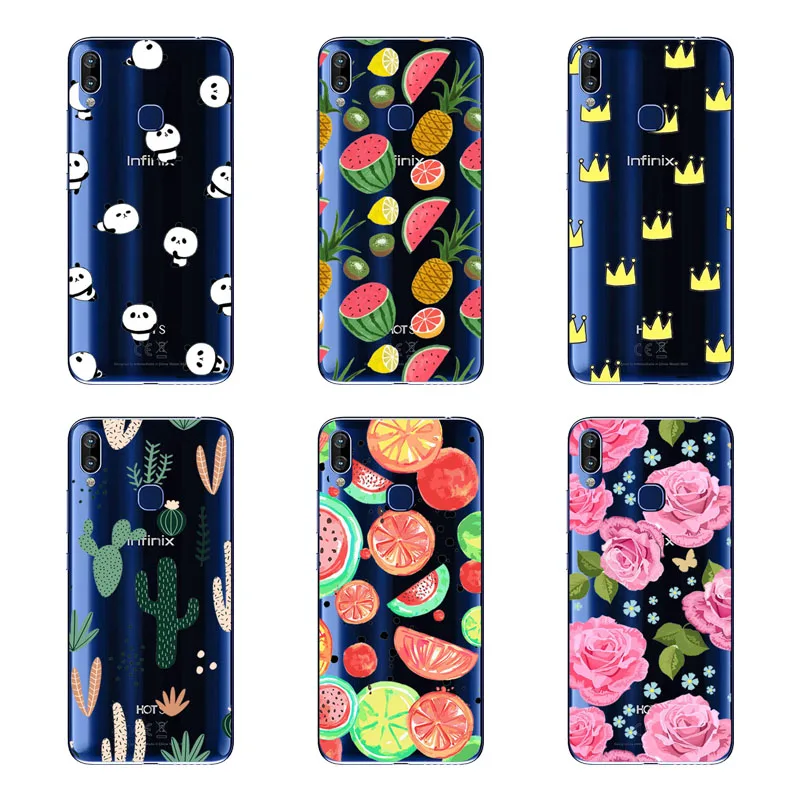 Infinix S3X X622 чехол силиконовая задняя крышка-Чехол черный живописи цветок мягкая