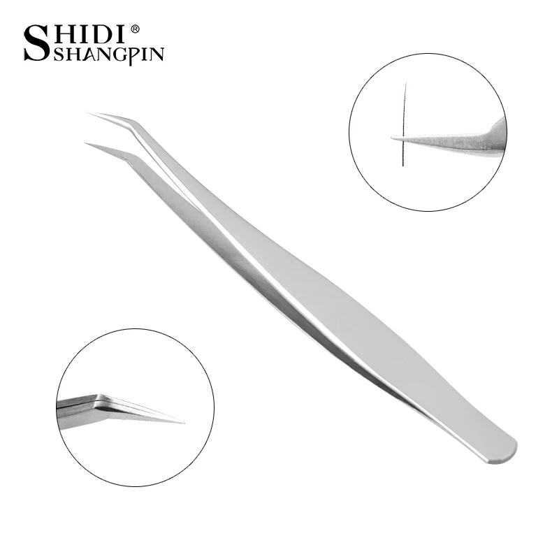 Shidhangpin 1/2 шт Пинцет для наращивания ресниц изогнутый + прямой нержавеющий