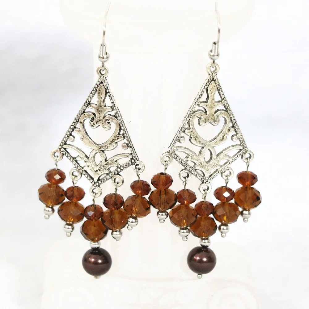 

Cute chololate round shell simulated-pearl women fashion 7 rows necklace earrings charms gift jewelry set B1309