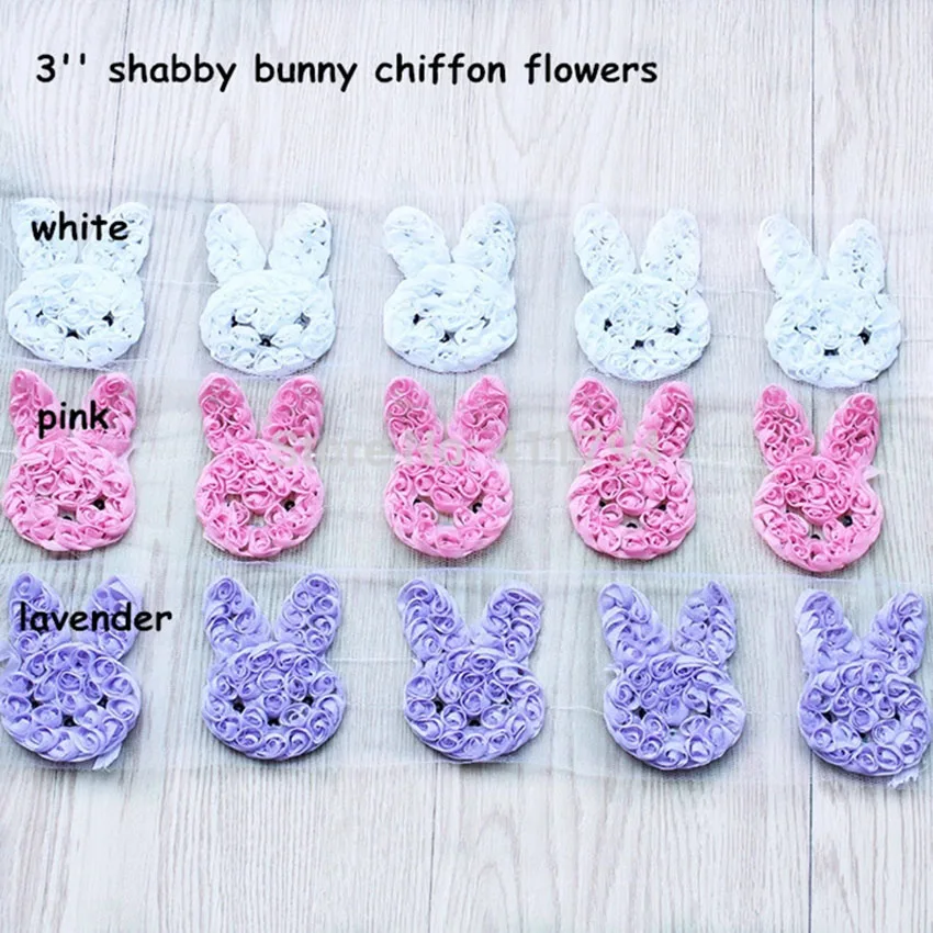 

120pcs/ lot, 3'' shabby bunny chiffon flowers hot sale for hair accessories and fashion accessories DIY