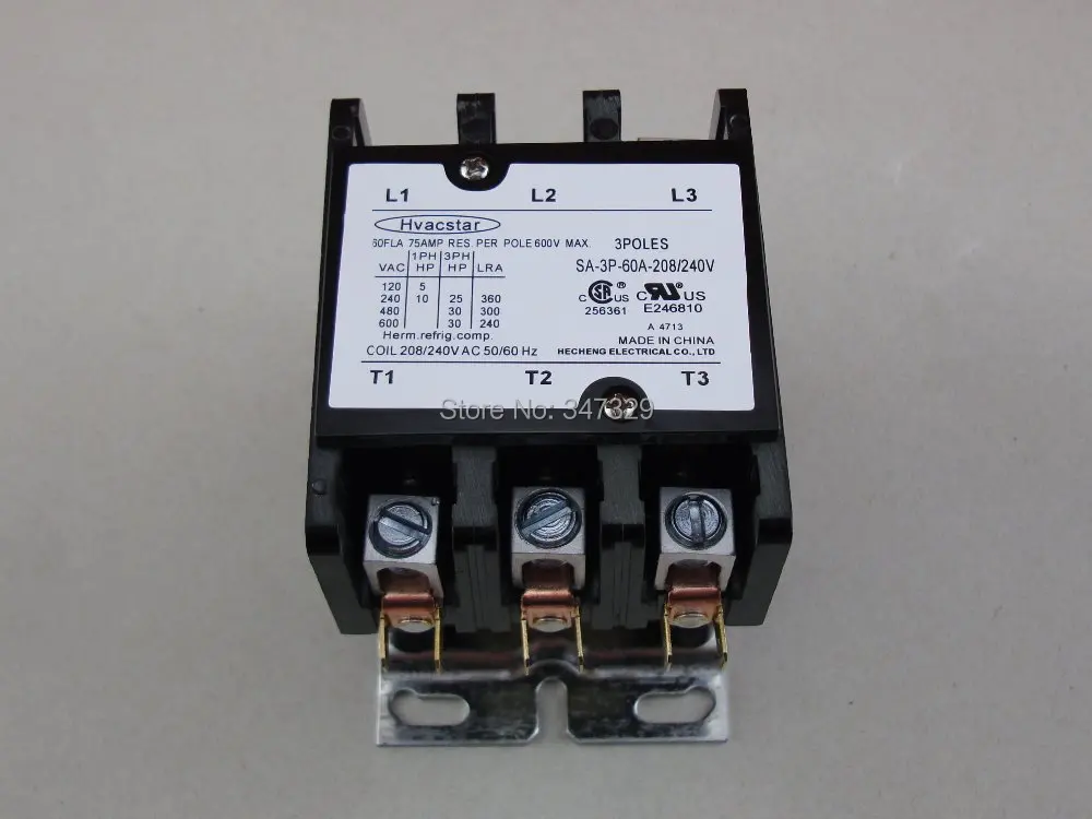 Hvacstar SA 3P 60A 208/240V Контактор определенного назначения 3Poles 60FLA AC Coil контактор DP