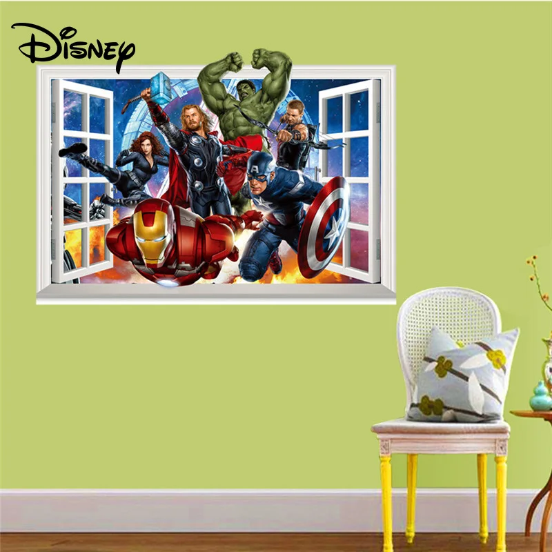 

Наклейки Disney Мстители сломанные стены 3D наклейки детская комната фон наклейки