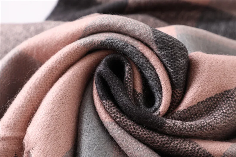 Утолщенный теплый зимний шарф, Женские клетчатые кашемировые шарфы, модные шали с кисточками и палантины, высокое качество, Пашмина, новинка, Echarpe