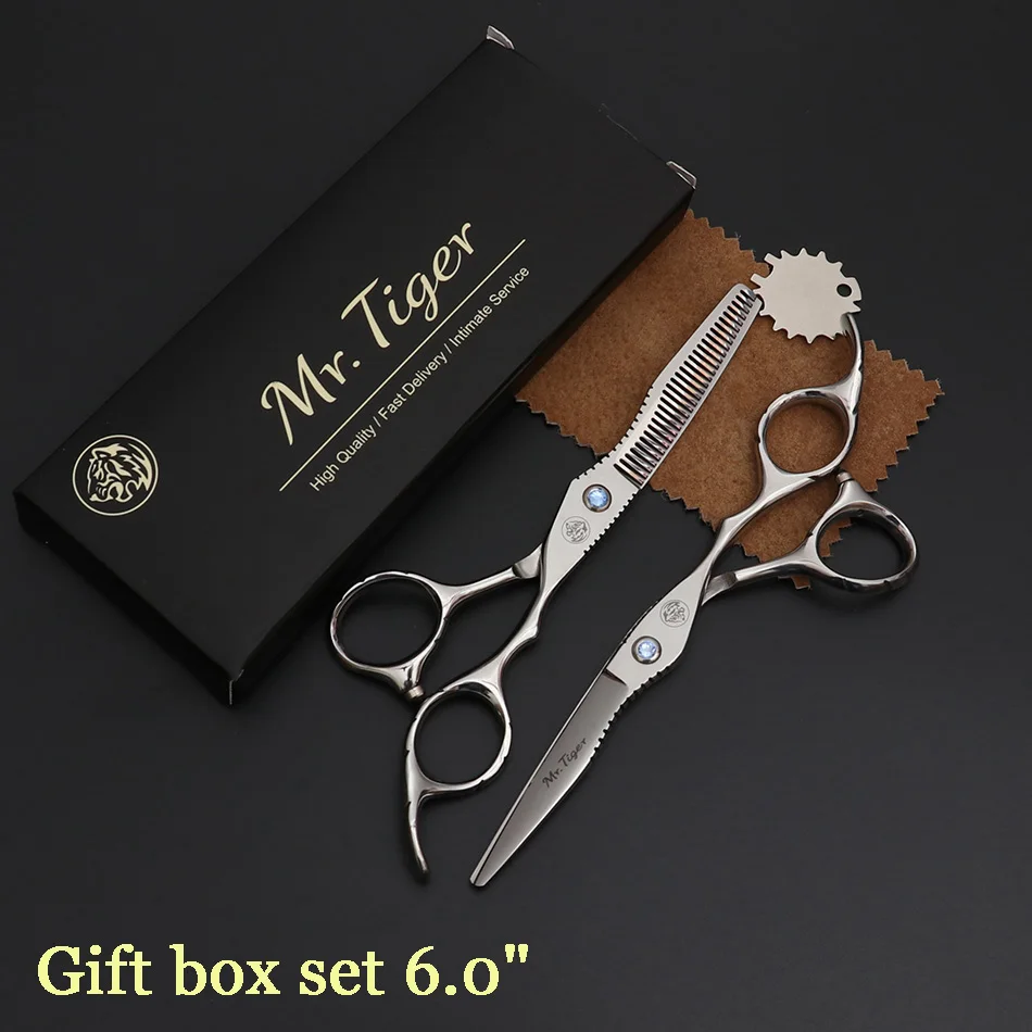 gift box set Япония Сталь 5,5 6,0 Профессиональный Парикмахерские ножницы набор ножниц для парикмахерской стрижки ножницы, ножницы стрижка - Цвет: gift box set