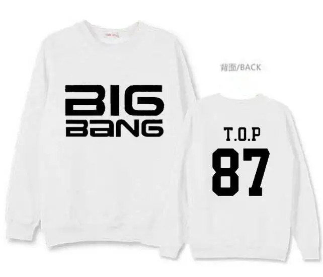 Новое поступление белая/черная тонкая толстовка с принтом имени члена kpop bigbang