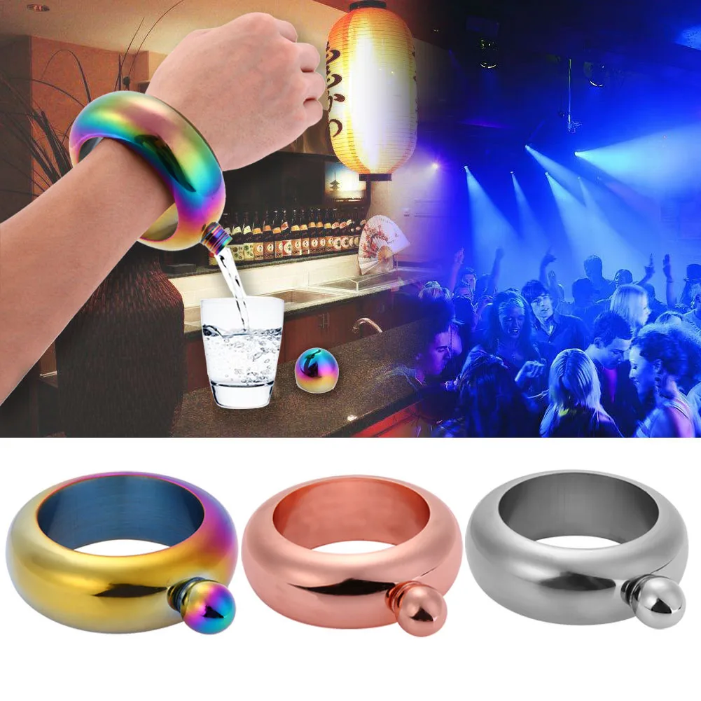 3.5Oz Armband Alcohol Heupfles Trechter Bangle Jug Rvs Whisky Drinkwaren Trechter Set Armband Sieraden Geschenken