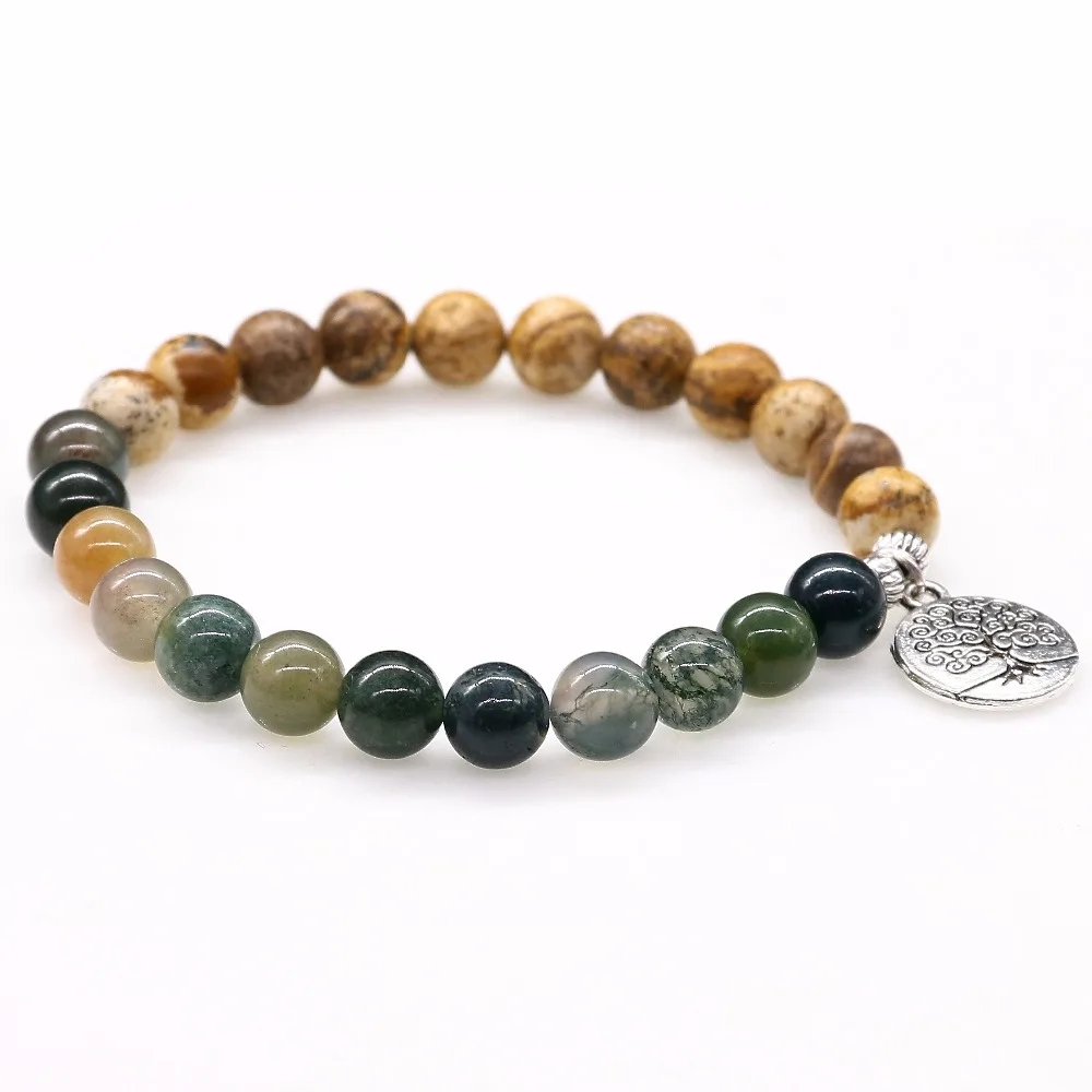 8 мм изображение камня с индийским ониксом реальное дерево подвеска каменные