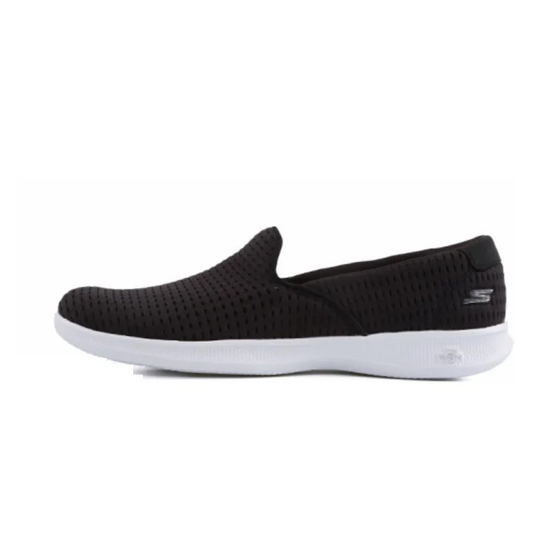 Skechers/Женская обувь; удобная роскошная дизайнерская обувь для женщин на плоской подошве; летняя дышащая мягкая обувь; женские слипоны на плоской подошве; 14497-BKW - Цвет: 14497-BKW