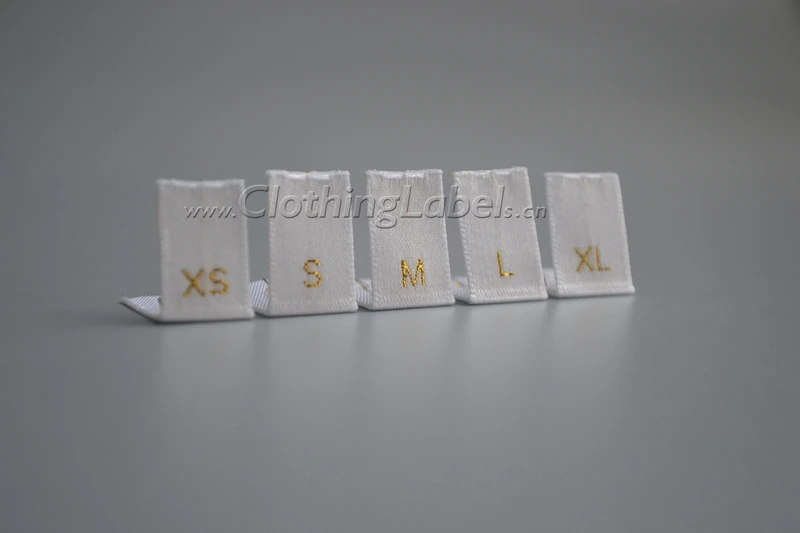 custom fabric woven clothing labels white background gold logo with size label. Price doesn't include label | Дом и сад