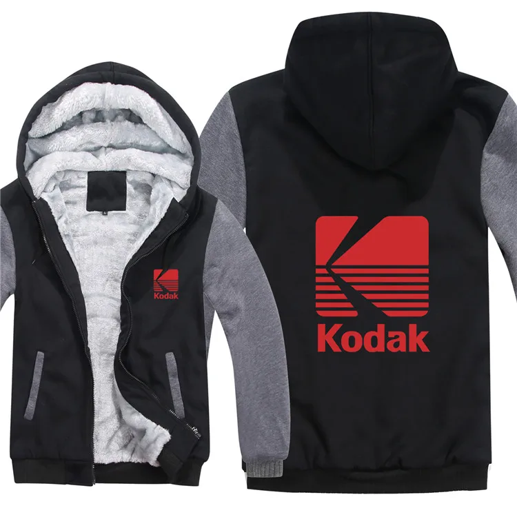 as picture Зимние толстовки Kodak, мужское модное пальто, шерстяная куртка с подкладкой, утепленные толстовки Kodak, худи, HS-069 - Цвет: as picture