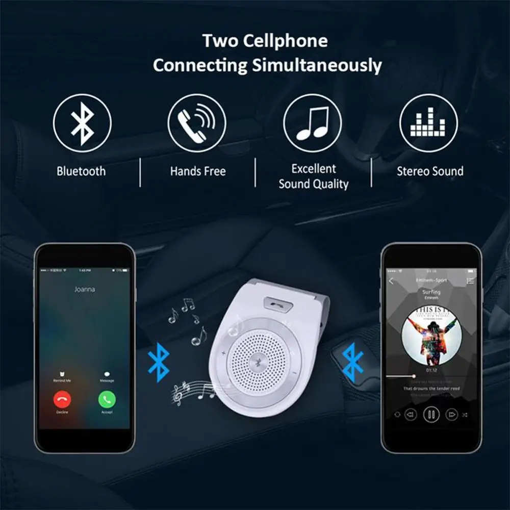Автомобильный Bluetooth комплект T821 Handsfree телефон Поддержка динамик беспроводной автомобильный комплект мини козырек Hands Free Звонки