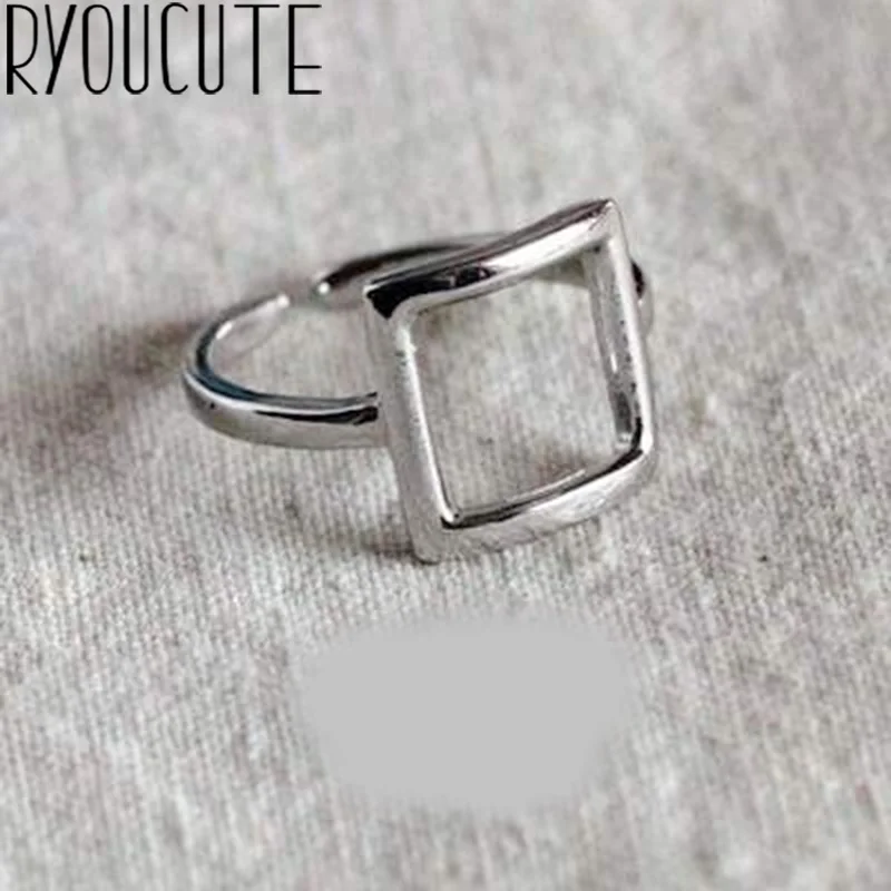 Женские Кольца Bijoux, новинка 925, квадратные серебряные кольца для женщин, подарки, винтажные кольца большого размера, регулируемые, роскошные ювелирные изделия из стерлингового серебра