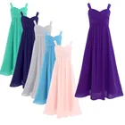 Шифоновые плиссированные платья для девочек с цветами, платье принцессы с рюшами для девочек, официальная одежда, платье для свадьбы, Дня Святого Причастия, детские платья