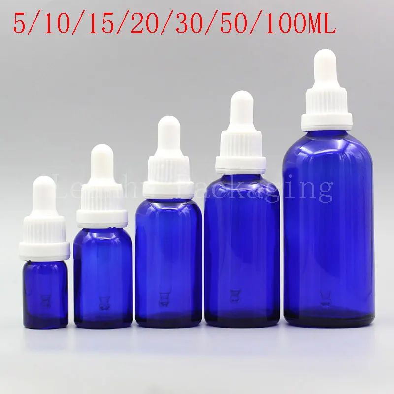 

5 / 10 / 15 / 20 / 30 / 50 / 100 ML Blue Glass Dropper Bottle , Perfume / Essential Oil Sub-bottling , Empty Cosmetic Container
