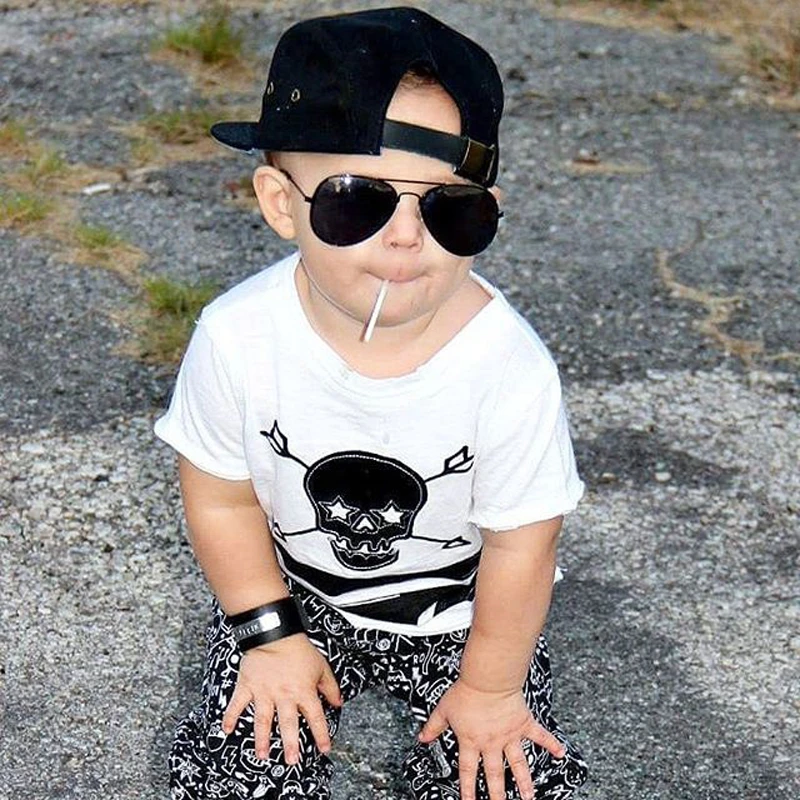 Emmababy 2 шт. для новорожденных маленьких мальчиков принтом скелета хлопковая