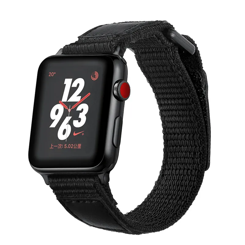 Ремешок сменный нейлоновый для Apple Watch iWatch Series 3 2 1 черный тканый браслет наручных