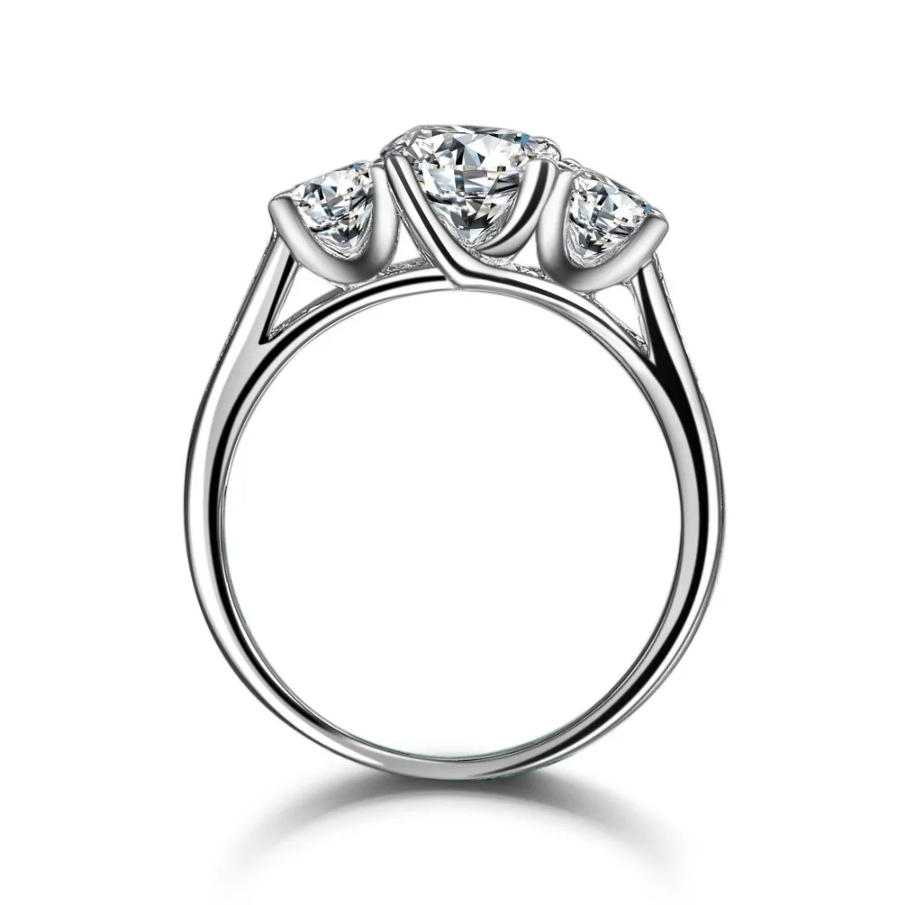 Сопровождение 3 камней 1.7CTW Тест Положительный Moissanite АЛМАЗНОЕ КОЛЬЦО тест