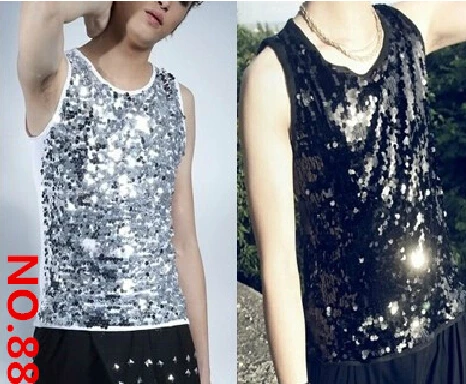 

Мужской тонкий жилет с блестками для ночного клуба Singer Ds/M-xl