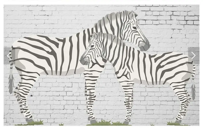 3D фото обои на заказ 3d ТВ фрески белая кирпичная стена Зебра фон для телевизора