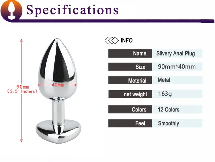 1pcs Big Size Stainless Steel Metal Anal Plug huge Dildo Sex Toys Products Butt Gay Adult Beads Heart shaped |