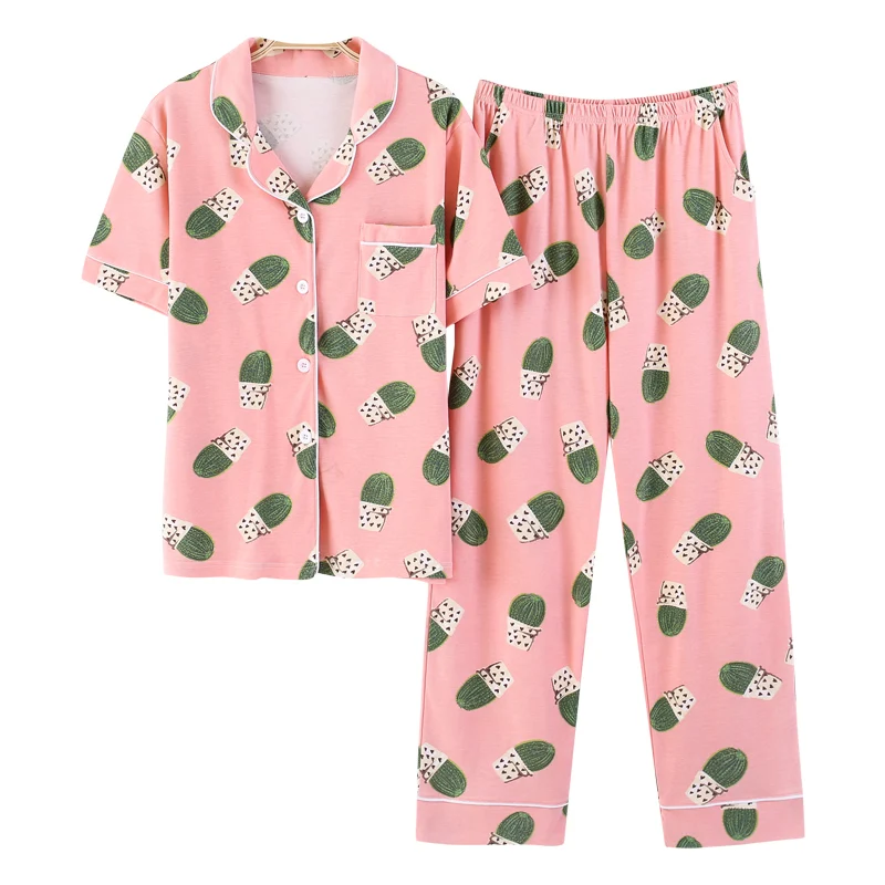 Лидер продаж летние хлопковые пижамы женская пижама для девочек комплекты милая