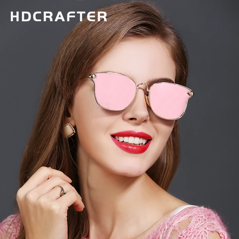 Женские винтажные солнцезащитные очки HDCRAFTER Зеркальные Солнцезащитные кошачий