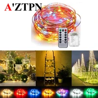 led string lights battery operated led lighting 8 mode led strip copper wire waterproof remote control for christmas holidays