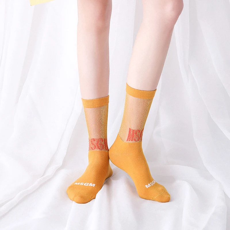 SP &amp CITY спортивные стильные с буквенным рисунком прозрачные короткие носки Harajuku