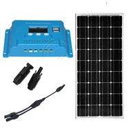 waterproof monocrystalline solar panel 12v 100w solar charge controller 12v24v 10a solar battery charger camping motorhome car