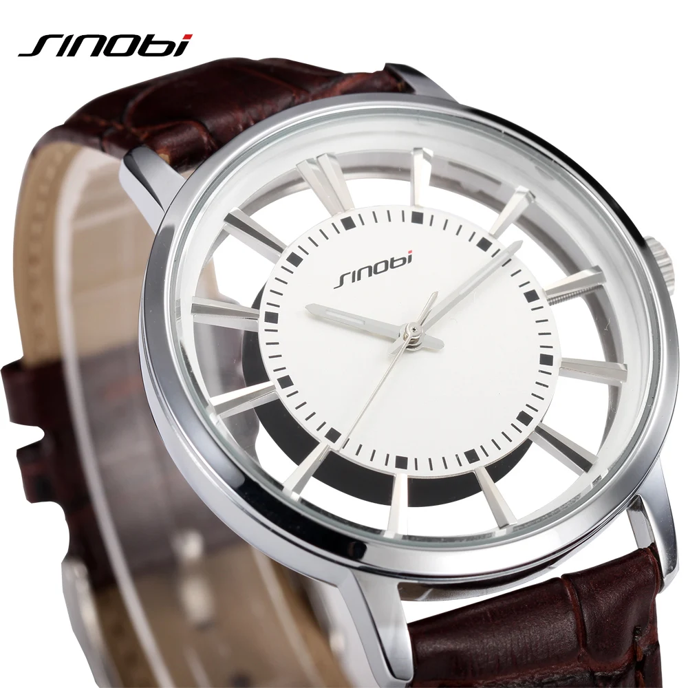 Sinobi любители часы Hardlex фарфора женские круглый кожаный открытый Relojes де Mujer мода