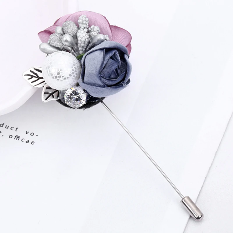 Булавка серебряного цвета с искусственным жемчугом цветная яркая кружевная