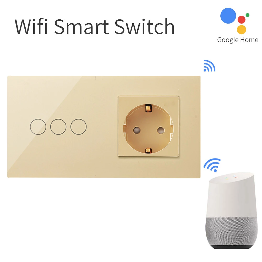 Bingoelec WIFI сенсорный выключатель стандарт ЕС 3 банды 1 способ Хрустальное стекло