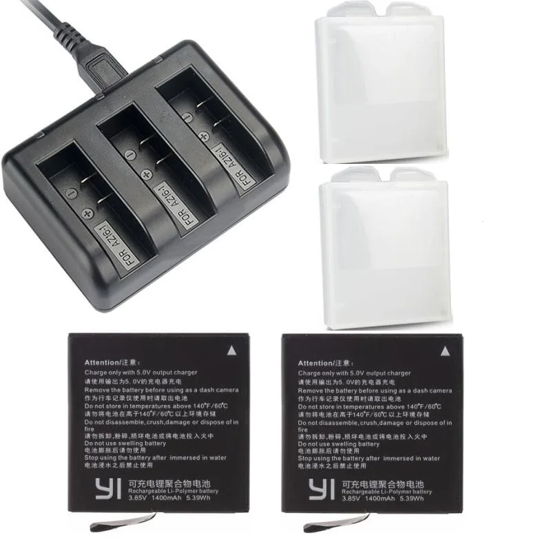 B combination Для спортивной экшн-камеры Xiaomi YI 4K оригинальная Батарея AZ16-1 USB 3-сторонний выход Зарядное устройство для спортивной экшн-камеры Xiaomi yi Action Камера 2 аксессуары 1400 мА/ч, 4K+ Lite Батарея - Цвет: B combination