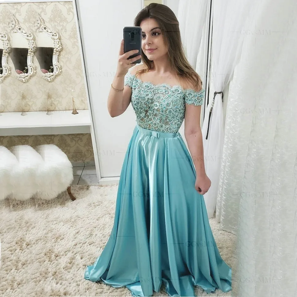 Платье женское атласное вечернее Элегантное Длинное бальное платье А-силуэта с