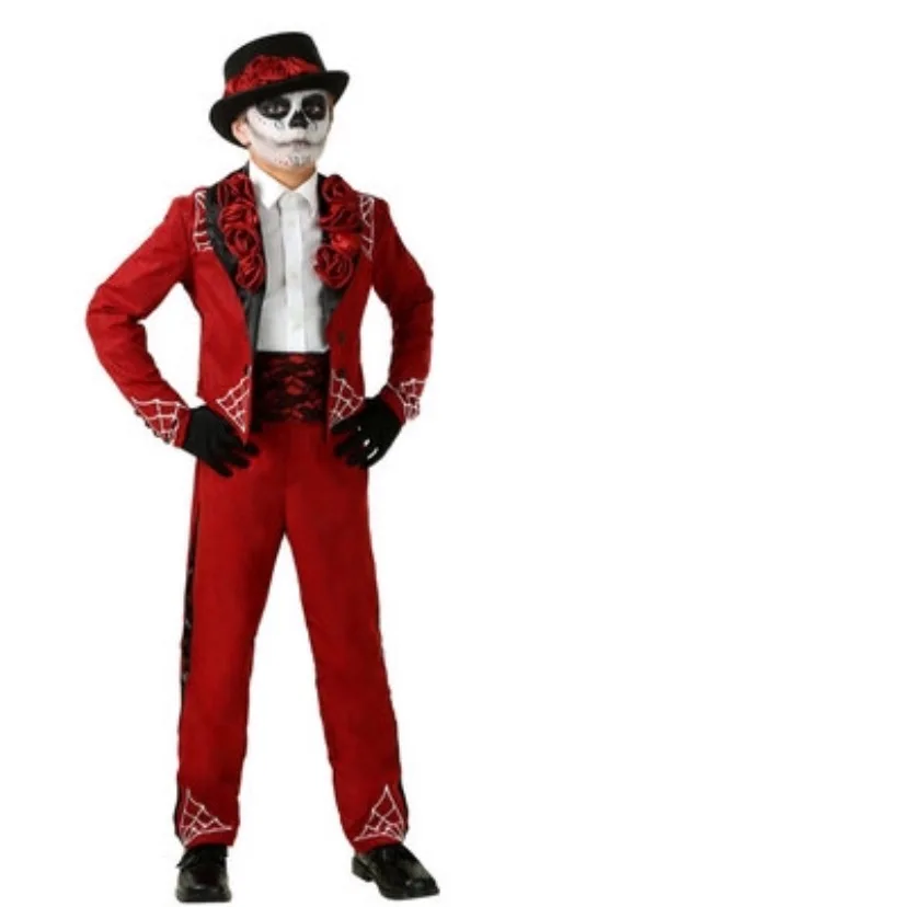 boy costume Adult Women Halloween Day Dead Costume Ladies Bridal Long Sleeves Black Scary Skeleton Skull Joker Cosplay Dress Plus for men - Цвет: boy costume