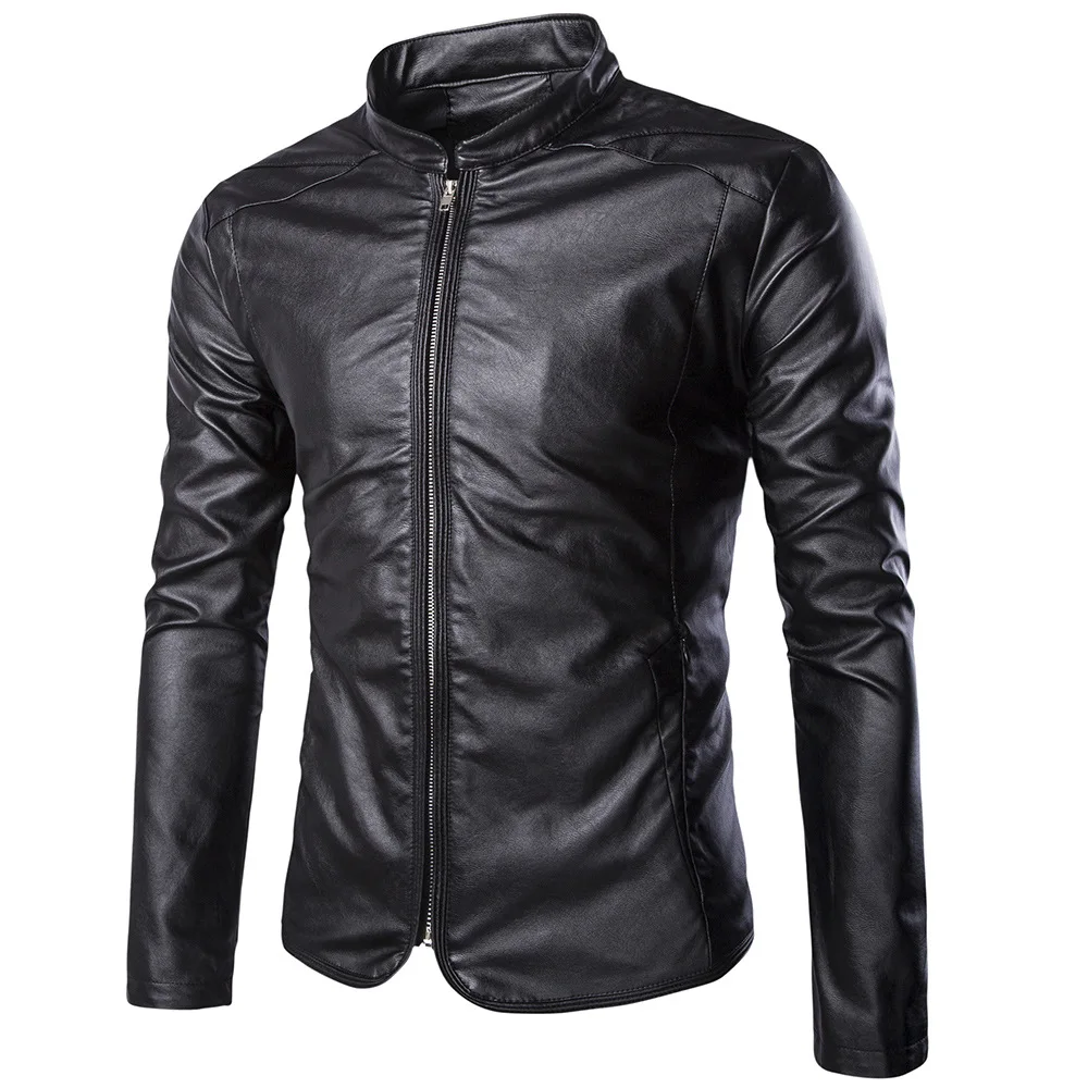

The spring new men collar garment leather coat big yards in Europe and America