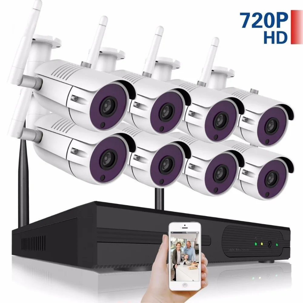 2MP 1080P CCTV Системы 8ch HD Беспроводной h.265 NVR kit 2 ТБ HDD Открытый ИК Ночное видение IP