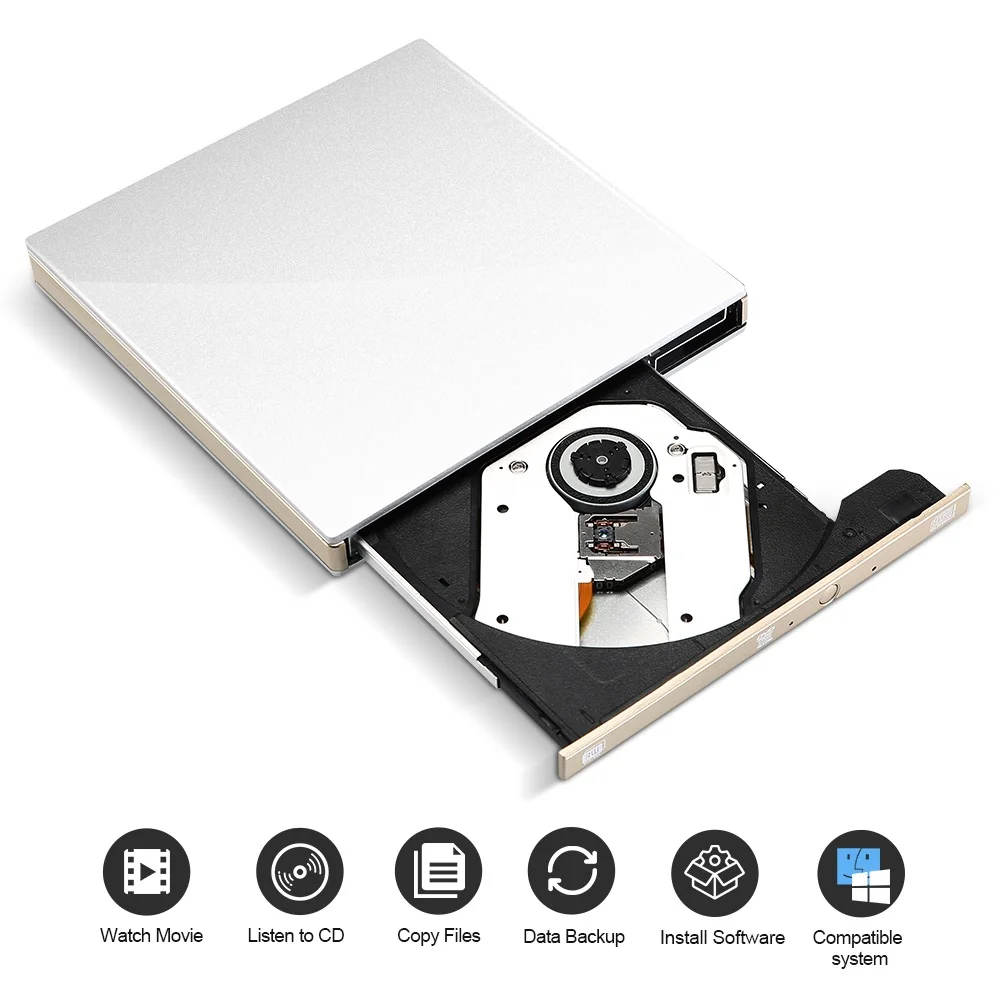 YiYaYo USB 3 0 DVD горелка оптический привод CD RW Запись ROM плеер для ноутбука hp Windows 10/8/7