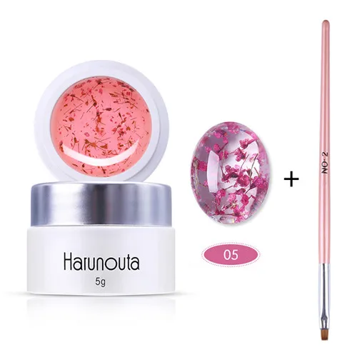 2Pcs Set5 Harunouta цветочный УФ гель сушеные цветы желе розовый дизайн ногтей гель лак инструмент, кисточка для ногтей 3D DIY Дизайн ногтей маникюрный набор - Цвет: 2Pcs Set5