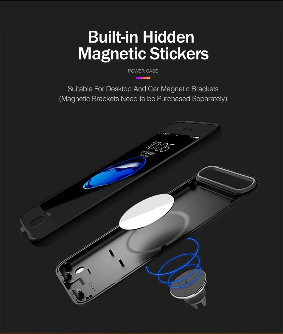Чехол ROCK для iphone 7, аккумулятор, 2500 мА/ч, внешний аккумулятор, чехол, ультра тонкий, Внешнее зарядное устройство для iphone 7 plus, 3650 мА/ч, чехол