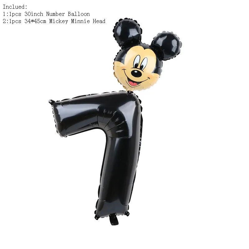 PAPYBAL 32 дюймов красные, черные номер Фольга надувные шары Mickey воздушный шар "Минни" Рисунок От 1 до 5 лет детская футболка для мальчиков и девочек, День рождения Декор - Цвет: Прозрачный