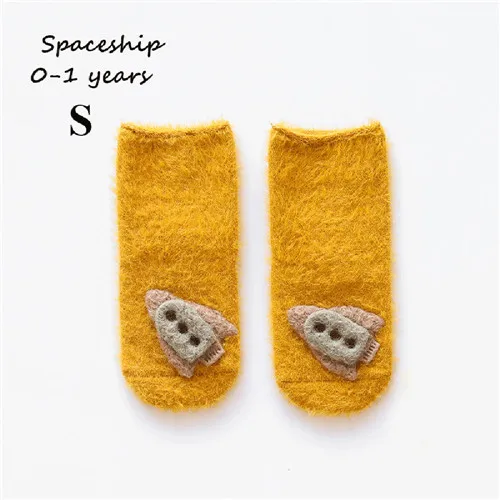 spaceship-S Новинка; 1 пара детских носков; сезон осень-зима; милые детские носки с героями мультфильмов для новорожденных; мягкие теплые носки из кораллового флиса для малышей - Цвет: spaceship-S