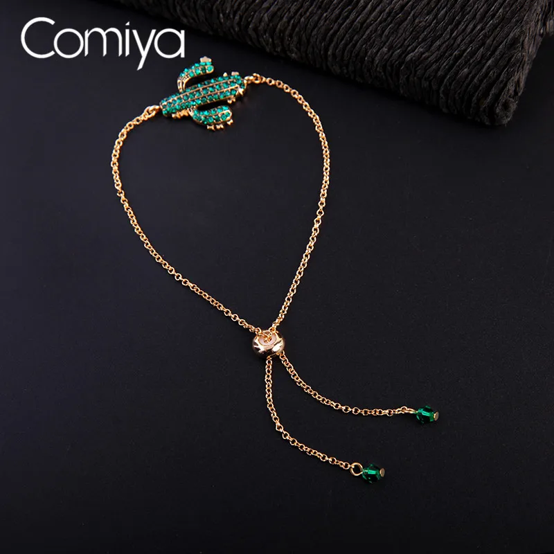 Женские браслеты Comiya золотистого цвета длинные звенья цепочка Feminino стеклянный