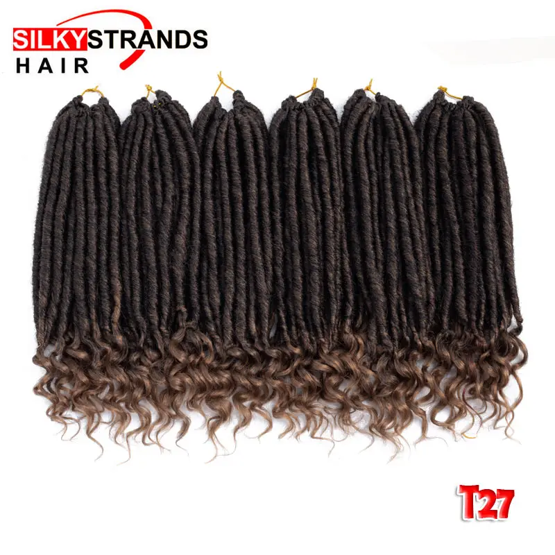 M1b/27# Ombre Goddess Faux Locs Curly вязаные волосы для наращивания с шелковистыми прядями синтетические мягкие Дрянные Locs крючком косы - Цвет: M1b/27#