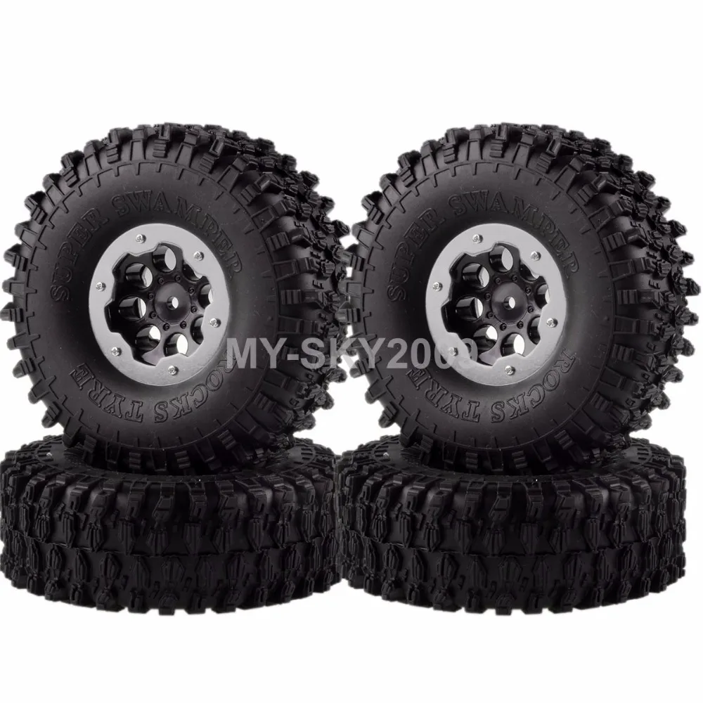 

4pcs Rock Crawler Beadlock Wheel Rims & Super Swamper Rocks Tyre / Tires 4031-7037 Fits 1/10 RC CC01 D90 SCX10